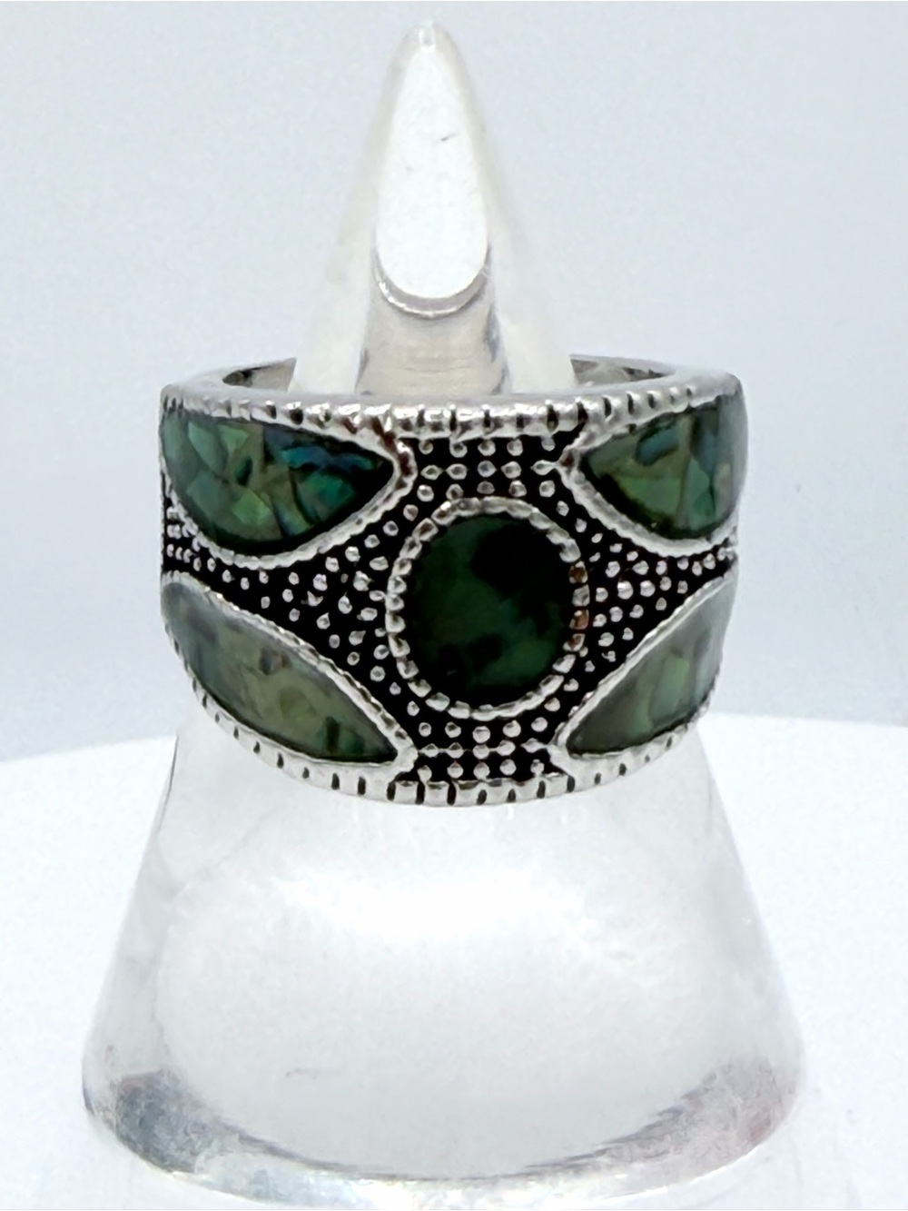 Lia Sophia Aegean Genuine Abalone Cut Shell Silver- Tone Ring